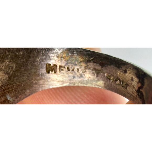 Vintage 50s Taxco Eagle Mark Sterling Silver Modernist Saddle Ring - Picture 6 of 8